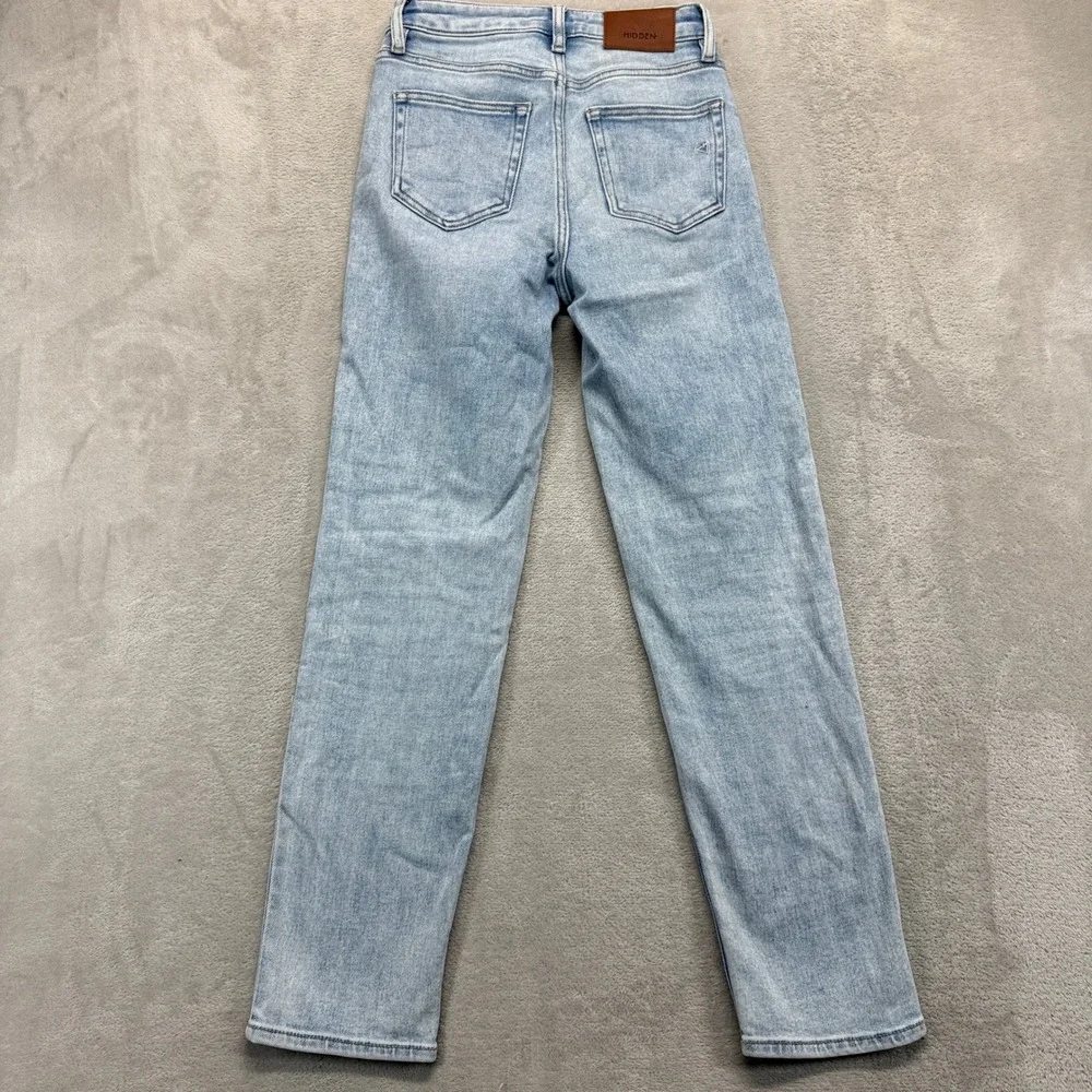 Hidden Los Angeles Jeans Women's 24 Zoey Mom Fit Light Blue Hi Rise Straight Leg